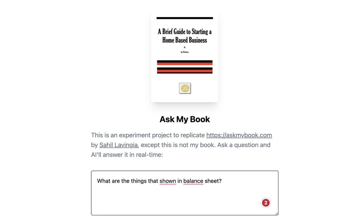 Screenshot of AskMyBook