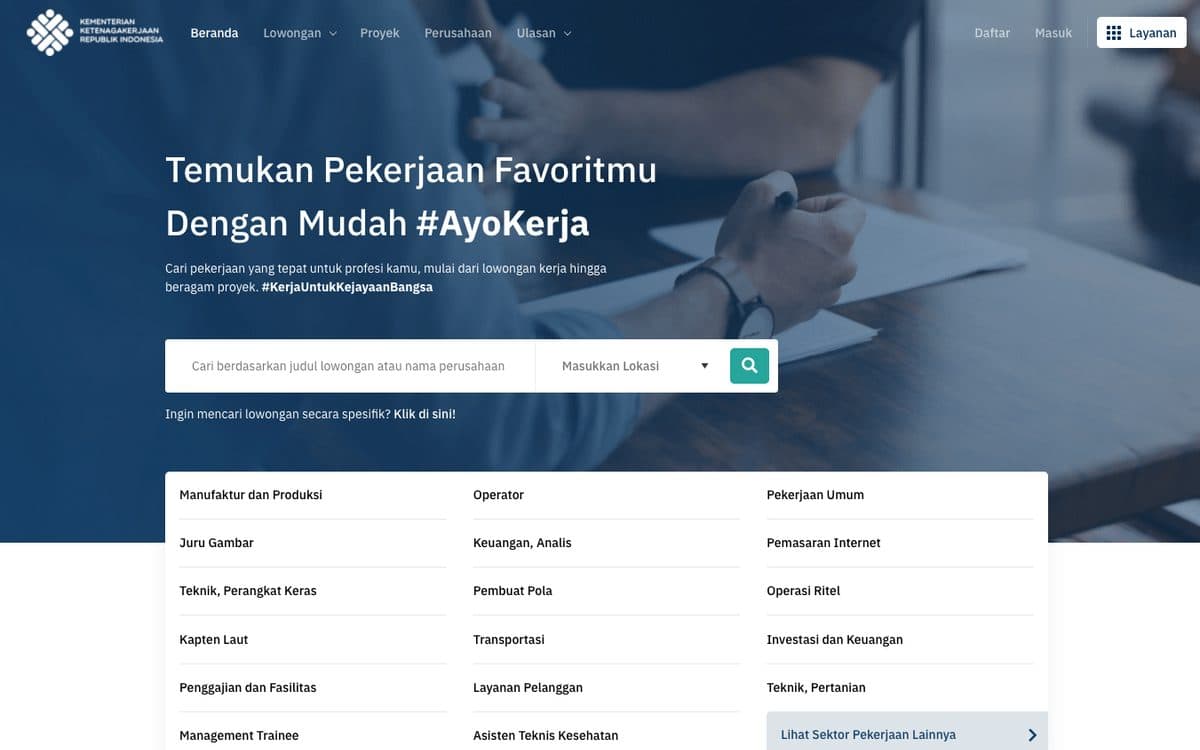 Screenshot of Sisnaker Karirhub